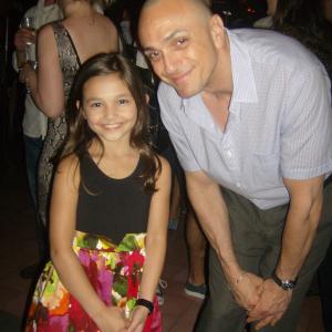 Lizzie Yousko with actor Hank Azaria who plays Gargamel from The Smurfs movie at the official wrap party in New York City
