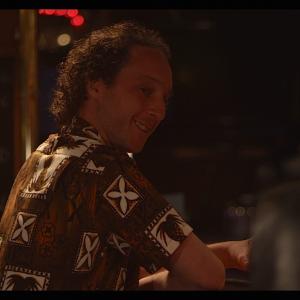 Gregory Penner (Kyle Mitchell) at the bar, getting hit on by Alex Mandalakis (Olympia Dukakis). Sex & Violence (TV Mini-Series 2013). Episode 101.