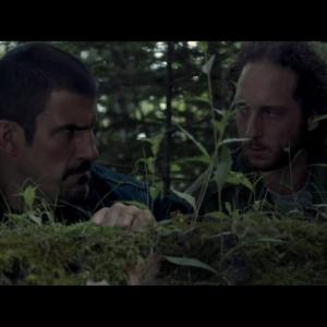 Heavy Robert Maillet and Sinister Man Kyle Mitchell planning evildoings outside Audreys door Haven TV Show  2013 Episode 407