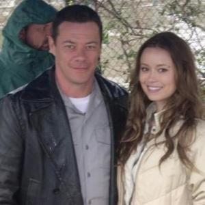 Massi Furlan on the set of Terminator: Sarah Connors Chronicles with Summer Glau.