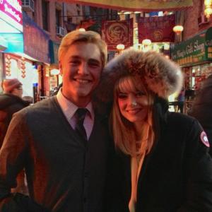 Charlie DePew and Emma Stone on set - The Amazing Spider-Man II