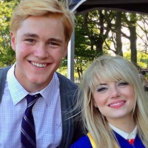 Charlie DePew and Emma Stone on set of The Amazing SpiderMan II
