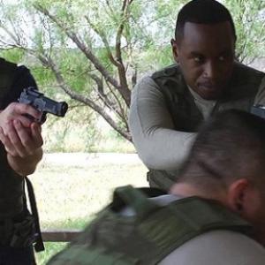 Still of Edward Williams and Wesley Kimenyi on the set of Drift
