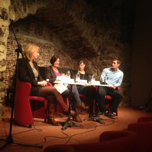 Fruzsina Skrabski and Zoltn Janovics during a screening of the Silenced shame documentary in Brussels