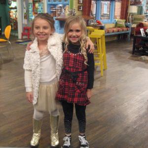 Nov 2010 Emily and Caitlin on set of Disneys Shake It Up!