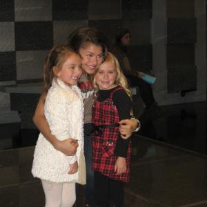 Nov., 2010: Zendaya with Emily and Caitlin on the set of Disney's Shake It Up!