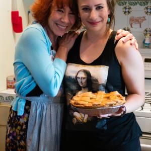 Mindy Sterling Bryn Woznicki and a fresh apple pie on the set of Her Side of the Bed