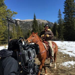 Joe di Gennaro as SHERIFF MILLIS astride his horse DOC David Stump ASC behind SONY F65 camera THE MAN FROM WAILING RIVER 2015