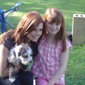 Evelyn Boyle and Joanna Garcia on the set of Revenge of the Bridesmaids