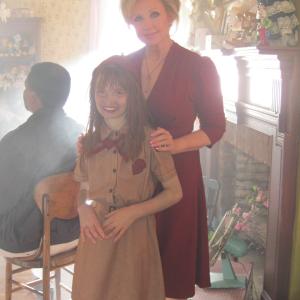 Evelyn Boyle and Morgan Fairchild on the set of American Horror House
