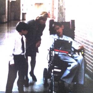 Diane Beam with Stephen Hawking at his public lecture Huntsman Center Salt Lake City Utah