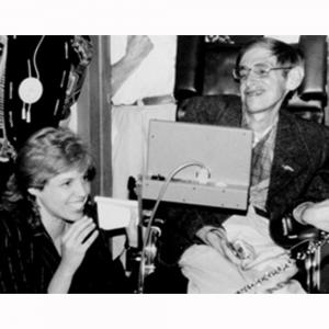 Diane Beam with Stephen Hawking at the premiere FATE OF THE UNIVERSE