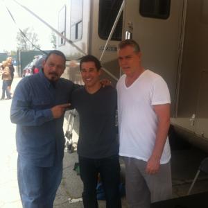 Emilio Rivera Joel Mathews Ray Liotta on the set of The Devils in the Details 2013