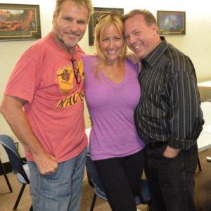 Lorraine Ziff with Marty Kove and Frank Zanca while filming 
