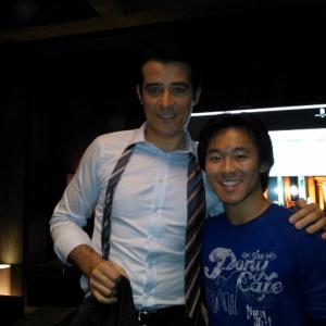 Goran Visnjic and Andy Yu wrapping an episode of ABC's Red Widow after a long day.
