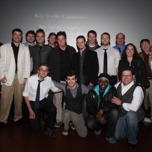 Some of the cast and crew of 'New World OrdeRx' strike a pose during an exclusive screening of the film in Muncie, IN