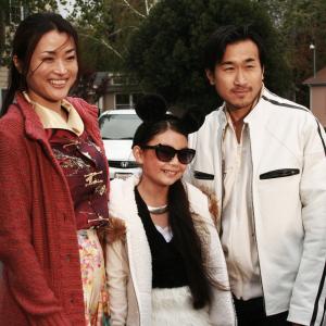 Victoria Grace, Kazumi Zatkin and Josiah D. Lee on set of Made in China