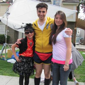 Victoria Grace with Tony Yalda and sister Cassandra on set for Made in China