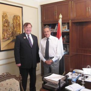David H Swingler in Cairo Egypt with the current Interim Civilian Governments new Minister of Foerign Industry Mounir Fakhry Abd AlNour