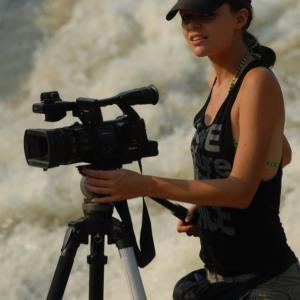 Filming on the Nile River in Uganda, 2009.