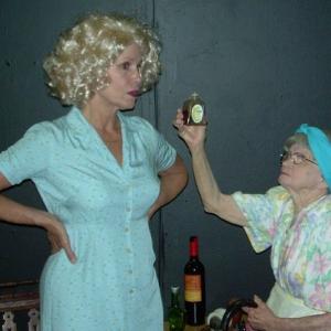 Bonnie as Mrs HardwickeMoore with acting partner  Joy Pickett Phillips as Mrs Wire in Tennessee Williams Lady of Larkspur Lotion