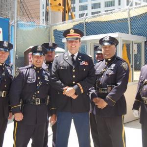 With NYPD officers at the Presidents Welcome Ceremony at Ground Zero NYC May 2011