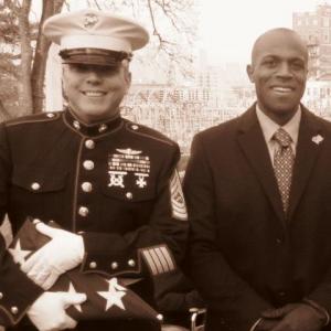 On the set of Law & Order, SVU as a Marine MGySgt.