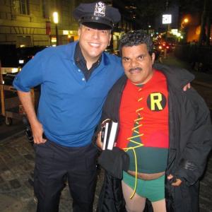 John Mancini as an NYPD Police Officer on the set of Arthur with actor Luis Guzman