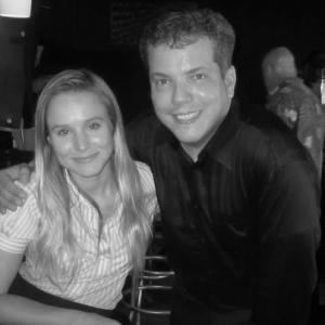 John Mancini as The Bartender with Kristen Bell on the set of 