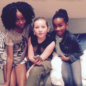 Ella Anderson Riele Downs and Layla Crawford on the set of Henry Danger