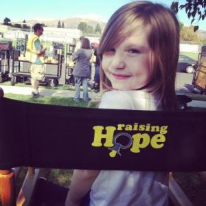 Ella Anderson working on an episode of Fox TV show Raising Hope