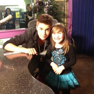 Ella Anderson with Justin Bieber at Radio Disney