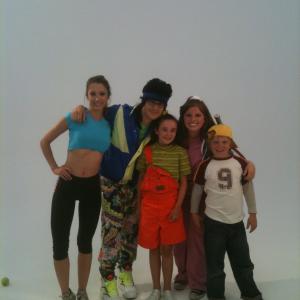On set with Dan Levy, Taryn Southern, Danielle Kaplowitz, Fiona Perry