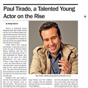 Article of Paul Tirado written by journalist Margie Barron for The Tolucan Times magazine.