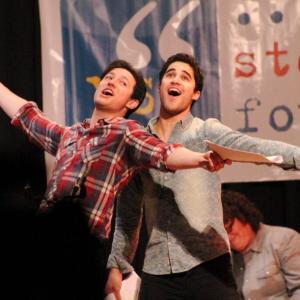 Curt Mega and Darren Criss at the Young Storyteller's Foundation Glee Biggest Show.