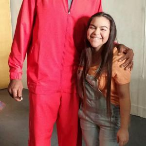 Tiffany with Scottie Pippen during filming of Fresh Off The Boat - Very Superstitious episode.