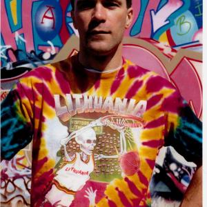 Greg Speirs Skullman creator of the iconic Lithuanian Basketball Tie Dyed Skeleton warmups featured in The Other Dream Team documentary film