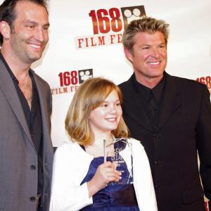 2012 Best Actress award winner Morgan Alana Taylor at the 168 Project Film Festival ceremonies in LA March 312012 with Kevin Sizemore and Winsor Harmon