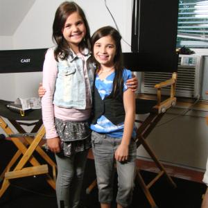 Baily Madison and Olivia SteeleFalconer on set of The Haunting Hour