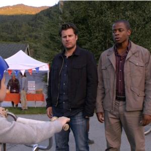 Olivia Steele Falconer with James Roday  Dule Hill  Psych  Dual Spires
