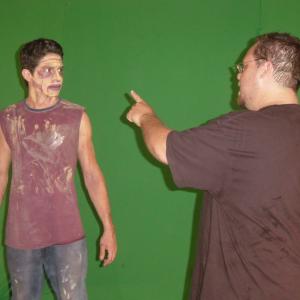 With filmmaker Vance McLean Ball directing me as a zombie in the film Barricada