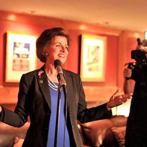 kathryn Browning on set as Congresswoman Gracie Todd Englewright in Rob Raffetys political comedy series CapSouth 2013