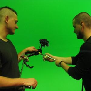 brothers in the green screen studio for Pest Control!