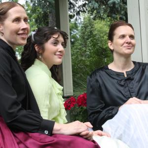 Actresses Carrie Kot Mary Rose Maher and Cynthia McCune on the set of the movie Leonie!