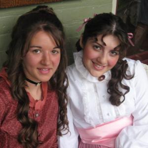 Mary Rose Maher with actress Samantha Lang on the set of Leonie!