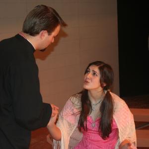 Mary Rose Maher rehearsing a scene from the musical McGivney! with Jason Kucel
