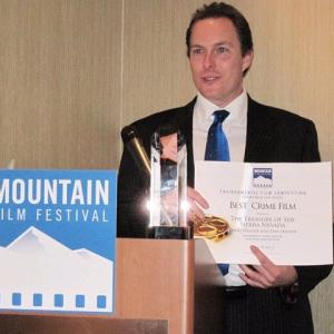 Executive Producer  Writer Dan Hefner accepts the award for Best Crime Film for The Treasure of the Sierra Nevada at the 2010 Mountain Film Festival at Mammoth Lakes California on February 26 2010