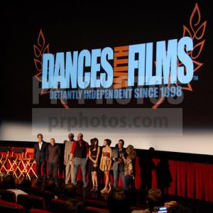 WriterDirector Daniel R Chavez with Broken Glass cast at world premiere during Dances With Films QA session with cofounder Leslee Scallon