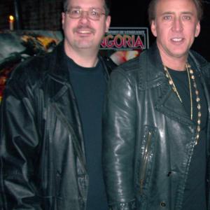 Glen Baisley and Nicolas Cage at the Ghost Rider Spirit of Vengeance VIP party hosted by Fangoria Magazine