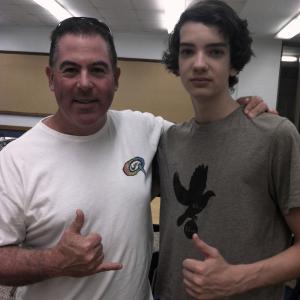 Michael W Gray with young star Kodi SmitMcPhee on set of A BIRDERS GUIDE TO EVERYTHING 2012